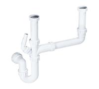 Belofay Double Bowl Sink Waste Kit - Multi-Fit Under Sinks Drain System with 75mm Water Seal - P-Trap Plumbing Set, Durable Kitchen Sink Waste Kit - BS EN 247-1:2002 Water Seal