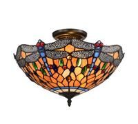 Belofay Dragonfly Style Tiffany Ceiling Light Stained Glass Handmade Uplighter Shade Ceiling Lights For Living Room