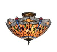 BELOFAY Dragonfly Style Tiffany Ceiling Light Stained Glass Handmade Uplighter Shade Ceiling Lights for Living Room, Bedroom and Lounge | 16x11 inches (WxH)