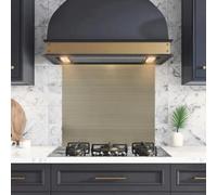 Belofay Er Home 600X500mm Stainless Steel 1mm Thick Kitchen Splashback With Golden Brushed Finish & Adhesive Glue Included