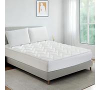 BELOFAY Fitted Memory Foam Topper | Double Mattress Topper with Breathable 100% Cotton Top | With Dual Filling of Memory Foam & 400GSM Polyester | Quilted & Breathable | Hypoallergenic (135x190cm)