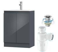 Belofay Green 500mm Freestanding Bathroom Vanity Unit With Basin With 1 Tap Hole, Trap And Waste