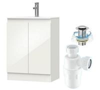 Belofay Green 500mm Freestanding Bathroom Vanity Unit With Basin With 1 Tap Hole, Trap And Waste