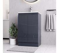 Belofay Grey 500mm Freestanding Bathroom Vanity Unit With Basin With 1 Tap Hole