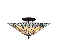 BELOFAY Jasmine Design Tiffany Ceiling Light, Stained Glass Handmade Uplighter Shade Ceiling Lights for Living Room and Lounge | 14x11 inches (WxH)