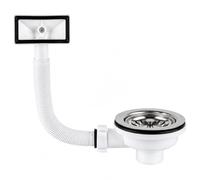 Belofay Kitchen Sink Waste Kit, Overflow Kit - Stainless Steel Sink Strainer Plug, 114mm Kitchen Sinks Drain with Overflow Pipes & Square Cover, Durable Sinks Strainer System for Clean Drainage
