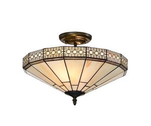 BELOFAY Mission Style Tiffany Ceiling Light Semi Flush Stained Glass Handmade Uplighter Shade Ceiling Lights for Living Room |16x11 Inches (WxH)
