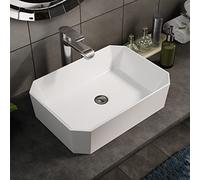 BELOFAY Modern Bathroom Basin Sink, Counter Top White Cloakroom Ceramic Basin for Bathroom, Vanity Cabinet, and Toilet (Rectangular 3)