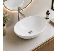 BELOFAY Modern Bathroom Ceramic Basin Sink, Counter Top White Cloakroom Ceramic Basin for Bathroom, Vanity Cabinet, and Toilet | 135x405x330mm (HxWxD)