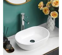 Belofay Modern Bathroom Wash Basin Sink, Countertop White Cloakroom Basin With Tap, Bottle Trap & Pop-Up Waste