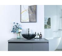 Belofay Modern Design Bathroom Black Glass, Cloakroom Round Basin For Vanity Cabinet Toilets And Bathrooms 42Wx14Hx42Dcm