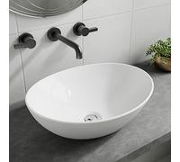 BELOFAY Modern Gloss White Ceramic Countertop Basin for Vanity Cabinet | Small Bathroom Wash Sink | 135x405x330mm (HxWxD)