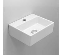 Belofay Modern White Square Ceramic Small Sink, Countertop Basin Or Wall Hung Sink With Tap, Bottle Trap & Pop-Up Waste