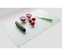 BELOFAY Pack of 2 Clear Tempered Glass Chopping Board | 5mm Toughened Glass Cutting Board | Worktop Saver, Non-Slip, Long Lasting, Round Corner, Smooth Edges, Scratch Resistant | 52x30cm