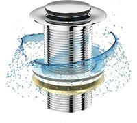 BELOFAY Pop Up Basin Waste Un-Slotted Click Clack Bathroom Sink Plug in Chrome Finish - Modern Sink Waste Kit with Overflows (Popup Waste)