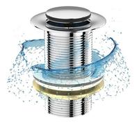 Belofay Pop Up Basin Waste Unslotted Click Clack Bathroom Sink Plug In Chrome Finish - Modern Sink Waste Kit