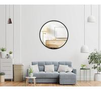 Belofay Round Wall Mirror Black Aluminium Frame With 4mm Hd Glass, 60Cm