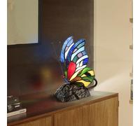BELOFAY Tiffany Lamps, Stained Glass Handmade Tiffany Vintage Bedside Table Lamps for Living Room, Bedroom, and Lounge (8 inches, Blue Butterfly Tiffany Style)
