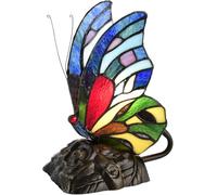 BELOFAY Tiffany Lamps, Stained Glass Handmade Tiffany Vintage Bedside Table Lamps for Living Room, Bedroom, and Lounge (8 inches, Blue Butterfly Tiffany Style)