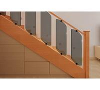 BELOFAY Toughened Grey Tinted Glass Decking Panel Rack Railing Infill Stairparts Easy Fit for Stair Landing Or Balcony Panels, Glaze Glass Staircase, Chrome Clamps Sold saparately (6X200X615mm(TxWxH)