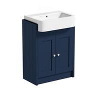 Belofay Vanity Unit With Basin, 600mm Floor-Standing Bathroom Cabinet In High Matt Blue, 1 Tap Hole Ceramic Basin