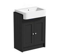 Belofay Vanity Unit With Basin, 600mm Floor-Standing Bathroom Cabinet In High Matt Grey, 1 Tap Hole Ceramic Basin