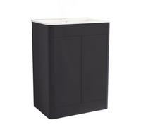 Belofay Vanity Unit With Basin, 600mm Floor Standing Bathroom Vanity Unit With Basin, High Gloss Grey, 1 Tap Hole Ceramic Basin