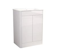 Belofay Vanity Unit With Basin, 600mm Floor Standing Bathroom Vanity Unit With Basin, High Gloss White, 1 Tap Hole Ceramic Basin