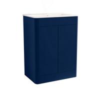 Belofay Vanity Unit With Basin, 600mm Floor Standing Bathroom Vanity Unit With Basin, High Matt Blue, 1 Tap Hole Ceramic Basin