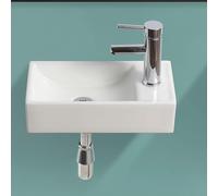 BELOFAY Wall-Mounted Bathroom Sink Basin - 10x41x21.5cm Modern White Ceramic Wash Basin with Scratch-Resistant Gloss Surface - Rectangular Sink Basins for Cloakroom, Vanity Cabinet, and Bathrooms
