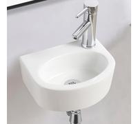 BELOFAY Wall-Mounted Bathroom Sink Basin - 13x30x23.5cm Modern White Ceramic Wash Basin with Scratch-Resistant Gloss Surface - Oval Sink Basins for Cloakroom, Vanity Cabinet, and Bathrooms