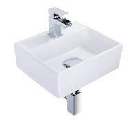 BELOFAY Wall-Mounted Bathroom Sink Basin - 30x12x39cm Modern White Ceramic Wash Basin with Scratch-Resistant Gloss Surface - Square Sink Basins for Cloakroom, Vanity Cabinet, and Bathrooms