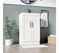 Belofay White 500mm Freestanding Bathroom Vanity Unit With Basin With 1 Tap Hole