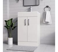 Belofay White 500mm Freestanding Bathroom Vanity Unit With Basin With 1 Tap Hole