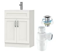 Belofay White 500mm Freestanding Bathroom Vanity Unit With Basin With 1 Tap Hole, Trap And Waste