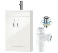 Belofay White 500mm Freestanding Bathroom Vanity Unit With Basin With 1 Tap Hole, Trap And Waste.