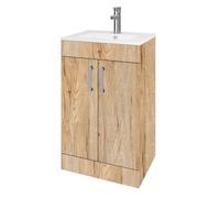 Belofay Wood Grain 500mm Freestanding Bathroom Vanity Unit With Basin With 1 Tap Hole