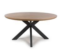 beloit large wooden round dining table in rustic oak