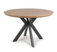 beloit medium wooden round dining table in rustic oak