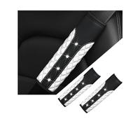 BELOMI 2PCS Bling Car Seat Belt Covers, Leather Vehicle Shoulder Pad Cushions, Sparkling Rhinestone Auto Seatbelt Strap Protective Covers for Women Girls, Universal for Most Cars（White）
