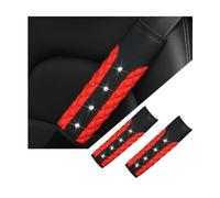 BELOMI 2PCS Bling Car Seat Belt Covers, Leather Vehicle Shoulder Pad Cushions, Sparkling Rhinestone Auto Seatbelt Strap Protective Covers for Women Girls, Universal for Most Cars(Red)