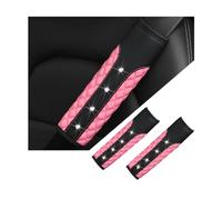 BELOMI 2PCS Bling Car Seat Belt Covers, Leather Vehicle Shoulder Pad Cushions, Sparkling Rhinestone Auto Seatbelt Strap Protective Covers for Women Girls, Universal for Most Cars（Pink）