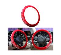 BELOMI Bling Car Steering Wheel Cover, Soft Velvet Crystal Rhinestones Steering Wheel Protector, Universal 15 Inch, Fluffy for Winter Warm, Cute Car Interior Accessories for Women Girls (Red)