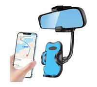 BELOMI Car Rear View Mirror Phone Holder, 360° Rotatable Car Phone Holder Mount with Anti-Shake Design, Multifuctional Rearview Clip Mobile Mount Holder for All Smartphones and Cars (Blue)
