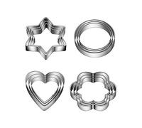Belons 12 Pcs Shape Cookie Cutters Set, 304 Stainless Steel Circle Heart Star Flower Shaped Biscuit Cutters for Fondant Cake Decoration Icing Pastry DIY Baking Sugarcraft