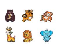Belons 6Pcs Animal Brooch Set Alloy Broach Tiger Lion Monkey Elephant Giraffe Bear Badge Emblem Collar Safty Pin Bag Decoration Charm Pendant for Women Girls Men Boys