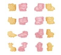 Belons 8 Pcs Animal Cookie Cutter Set, Tiger Lion Monkey Elephant PP Biscuit Cutters Embosser Stamp for Fondant Cake Decoration Icing Pastry Sugarcraft DIY Baking