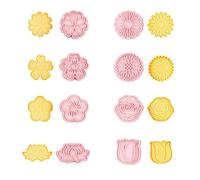 Belons 8 Pcs Flower Cookie Cutter Set, Flower Shaped PP Biscuit Cutters Embosser Stamp for Fondant Cake Decoration Icing Pastry Sugarcraft DIY Baking