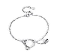 Belons Ankle Bracelet Womens 925 Sterling Silver Cat Bell Anklet Girls Charm Ankle Bracelet Adjustable Foot Chain