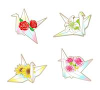 Belons Paper Cranes Brooch Alloy Flowers Origami Crane Broach Collar Banquet Brooch Pin Bag Decor Charm Jewelry for Women Girls